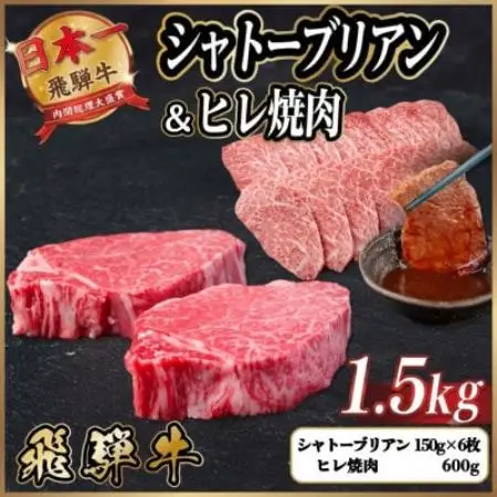 飛騨牛 シャトーブリアン＆ヒレ焼肉 計約1.5kg_ヒレ_【配送不可地域：離島】【1770465】