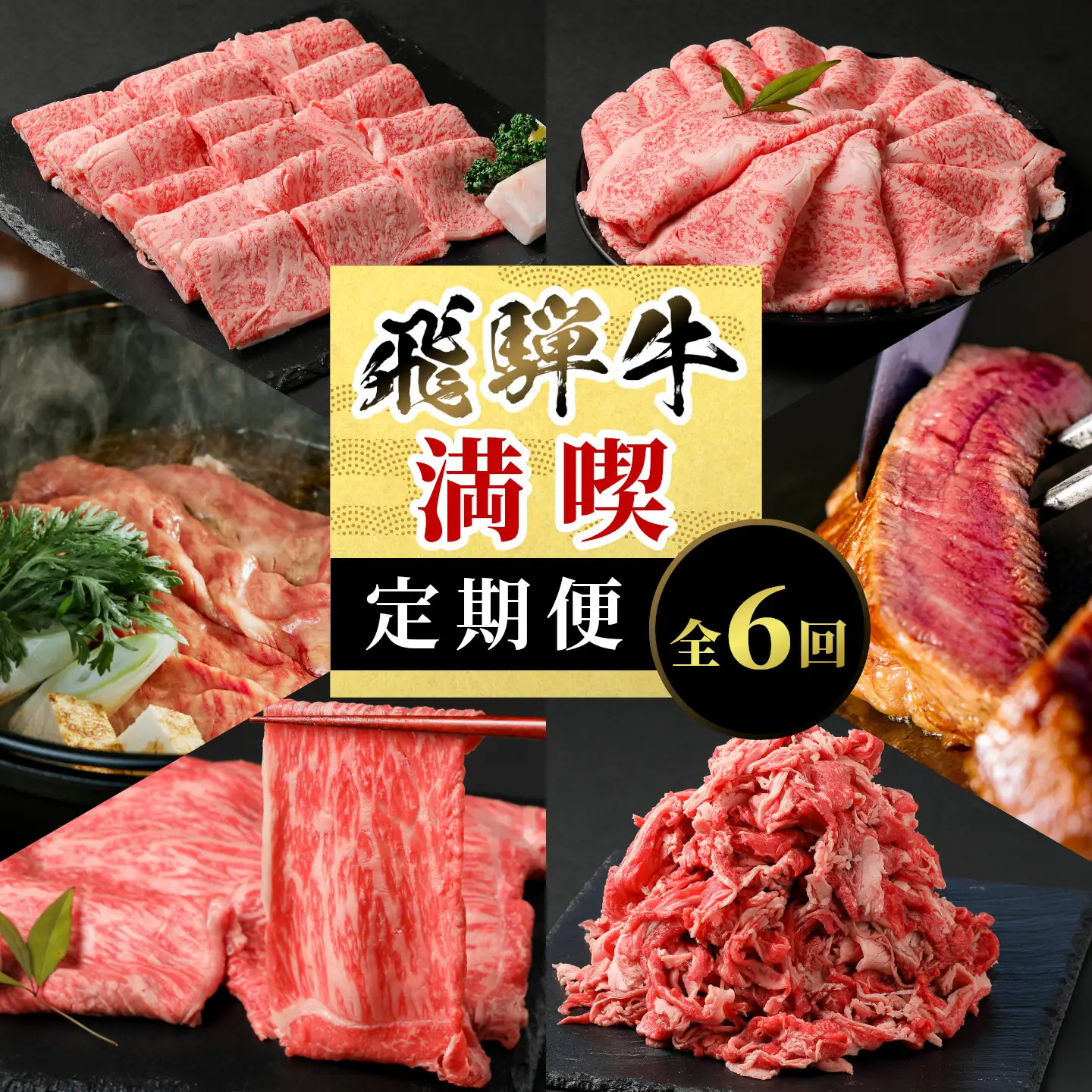 飛騨牛 満喫定期便 全6回 すき焼き しゃぶしゃぶ ステーキ 焼肉 BBQ ロース 肩ロース ロースステーキ サーロインステーキ 切り落とし 贅沢 贈り物 6ヶ月 定期 おすすめ 選べる 人気 飛騨 牛 肉 和牛 黒毛和牛 ブランド牛 養老ミート