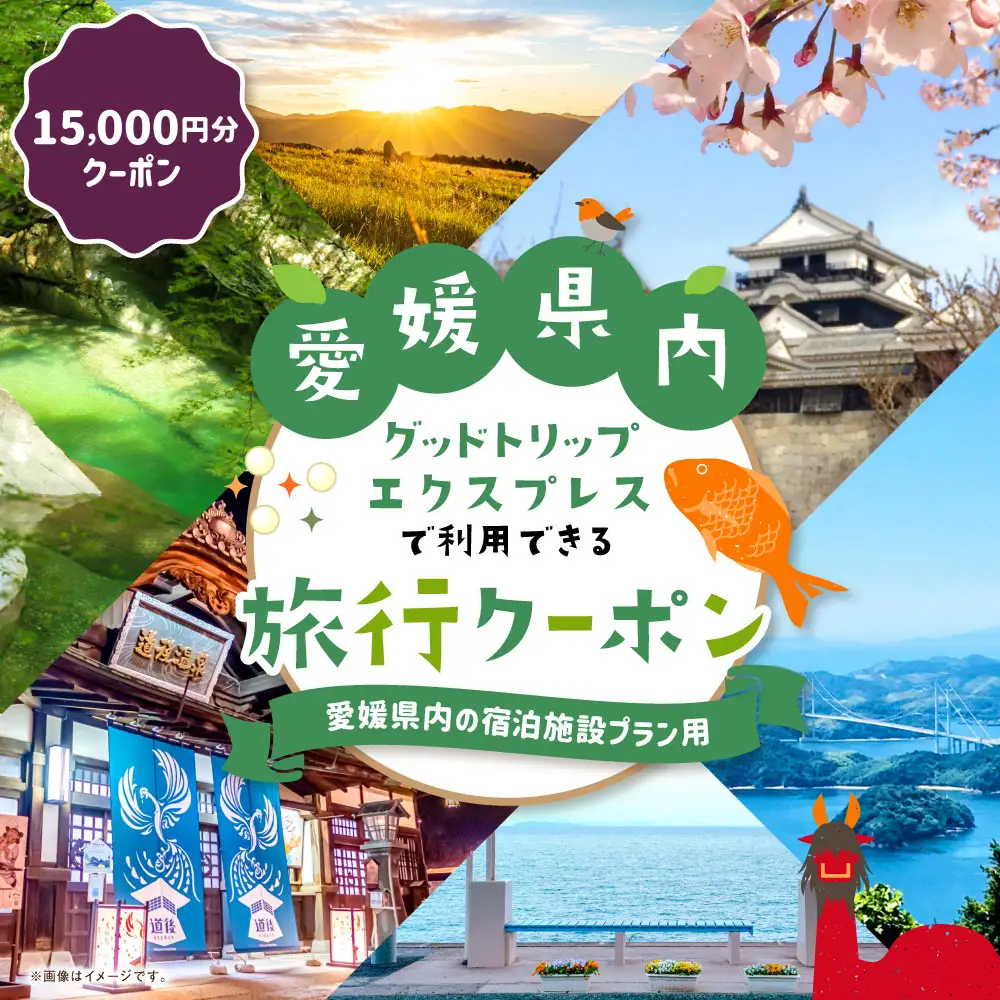 愛媛県内の宿泊施設に泊まるふるさと納税旅行クーポン 15,000円分 旅行クーポン 旅行券 クーポン 券 旅行 観光 国内旅行 家族旅行 ひとり旅 愛媛県旅行 宿泊 カップル 夫婦 親子 家族 ファミリー （ 1138 ）