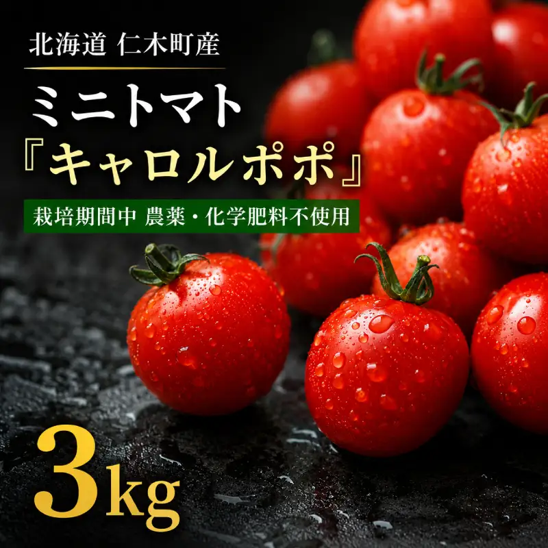 ミニトマト「キャロルポポ」3kg 栽培期間中 農薬・化学肥料不使用 北海道 仁木町 トマト ミニトマト 野菜 [自然農園]