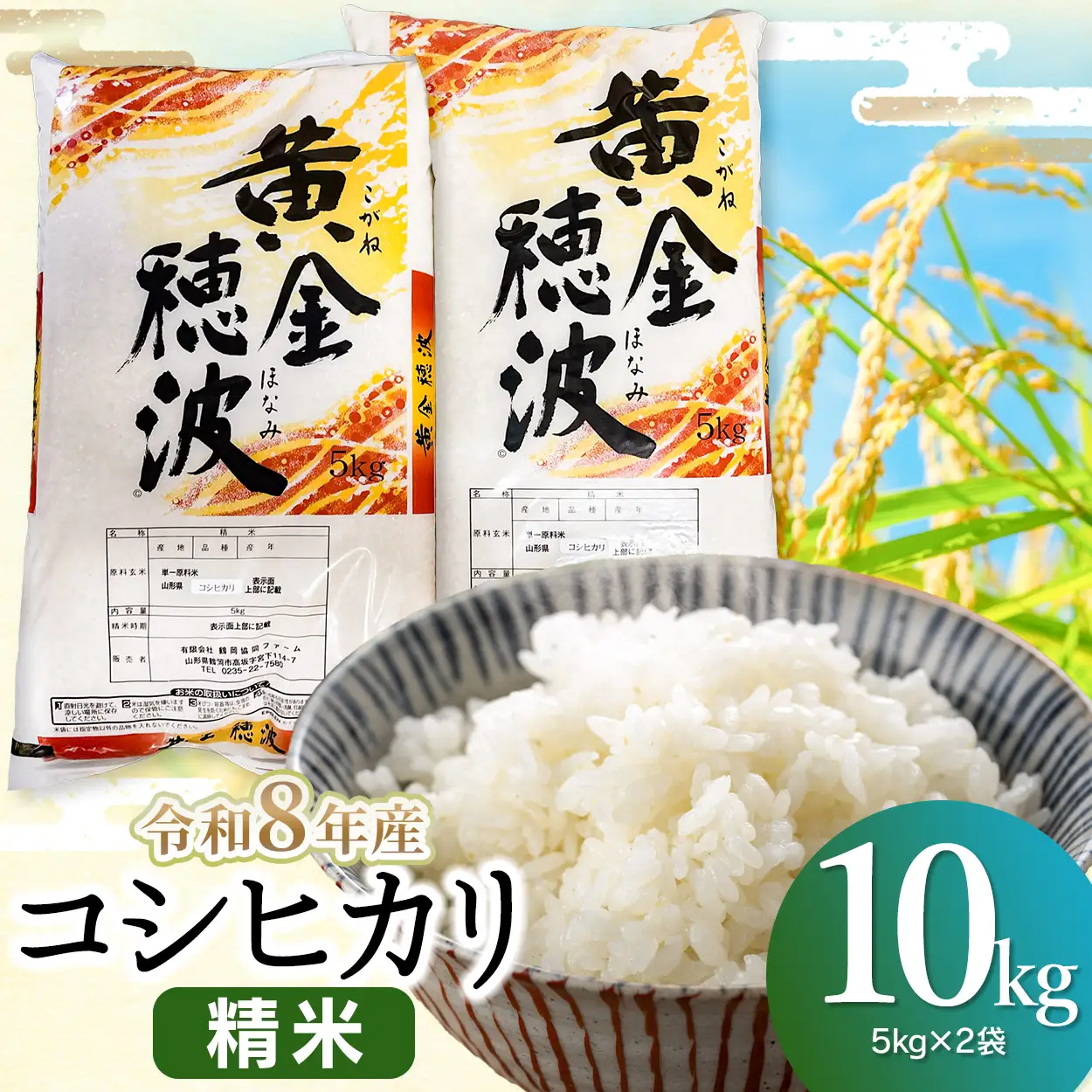 【令和8年産 新米】コシヒカリ 精米10kg(5kg×2袋) 山形県鶴岡市産 らん工房