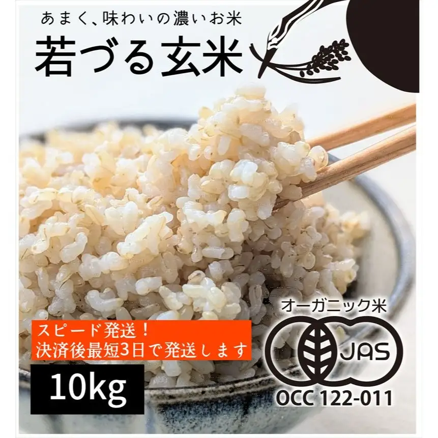 【有機JAS】多可町産 きぬむすめ 玄米 10kg 農園若づる 有機栽培 オーガニック アイガモ 合鴨農法 無農薬 無化学肥料 即納 [1388]