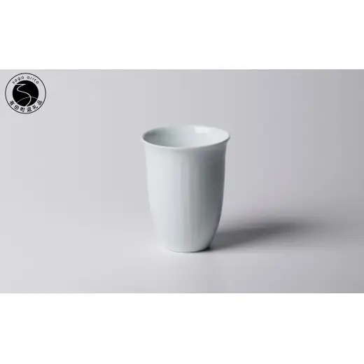 有田焼 ろくろ手造り 白磁鎬文 フリーカップ【佳秀窯 西山正作 】食器 器 うつわ カップ ろくろ 伝統工芸 bs036