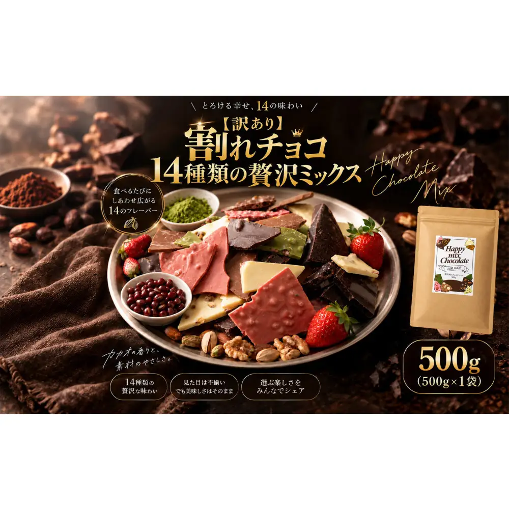 【訳あり】割れチョコ １４種類の贅沢ミックス 500g(500g×1袋)詰合せ 福袋 ご褒美