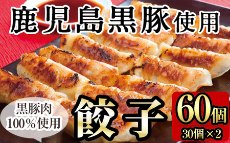A-109 鹿児島黒豚餃子60個(30個×2)国産！鹿児島県産黒豚肉を100%使用した冷凍黒豚ぎょうざ【九面屋】国産 霧島市 ギョーザ 冷凍 惣菜 おかず おつまみ 黒豚 タレ付き