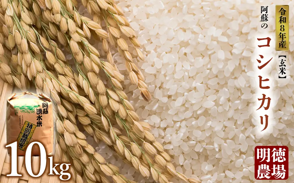 コシヒカリ 令和8年産 10kg 【玄米】 明徳農場  減農薬 特別栽培米 米 お米 美味しい 寒暖差 湧き水 お取り寄せ 熊本県 阿蘇市
