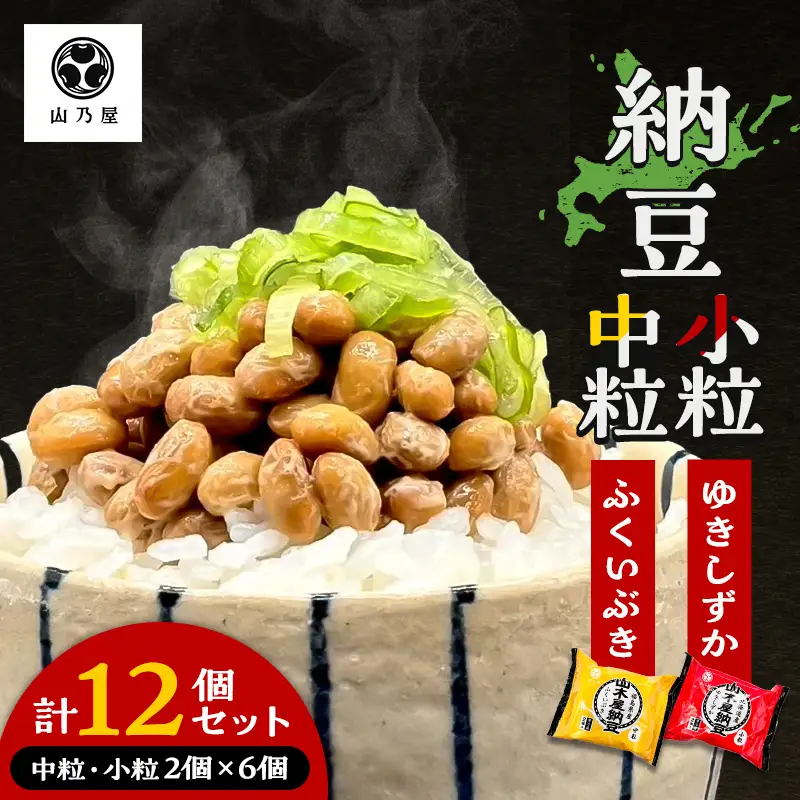 山乃屋の山木屋 中粒 小粒 納豆 各種6個 納豆 大豆 健康 発酵食品 ギフト おすすめ 川俣町 福島県   FAF-0291