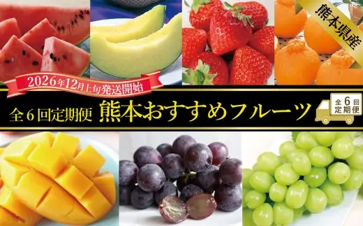 【年6回定期便】 熊本おすすめフルーツ定期便（メロン＆スイカ・いちご・デコポン・メロン・マンゴー＆巨峰・シャインマスカット） 【2026年12月上旬発送開始】 メロン スイカ いちご デコポン マンゴー 巨峰 シャインマスカット  フルーツ 果物 くだもの 定期便 年6回 熊本県 熊本県産
