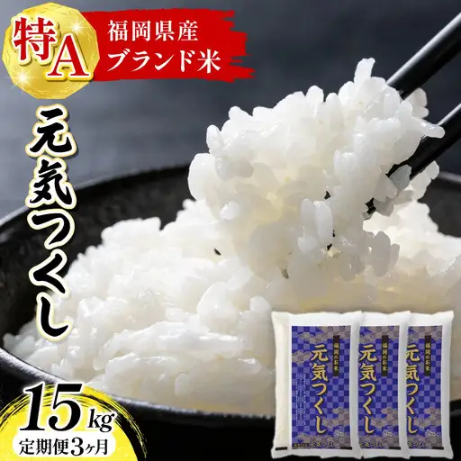 【定期便：３ケ月】令和８年産 福岡県産米 元気つくし 15kg 精米 CY024sub3