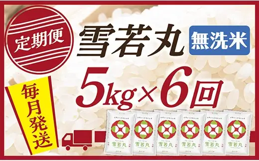 【定期便】【無洗米】 令和8年産予約 山形県産 雪若丸 5kg (5kg×1) 6回配送　【初回R9年1月発送】
