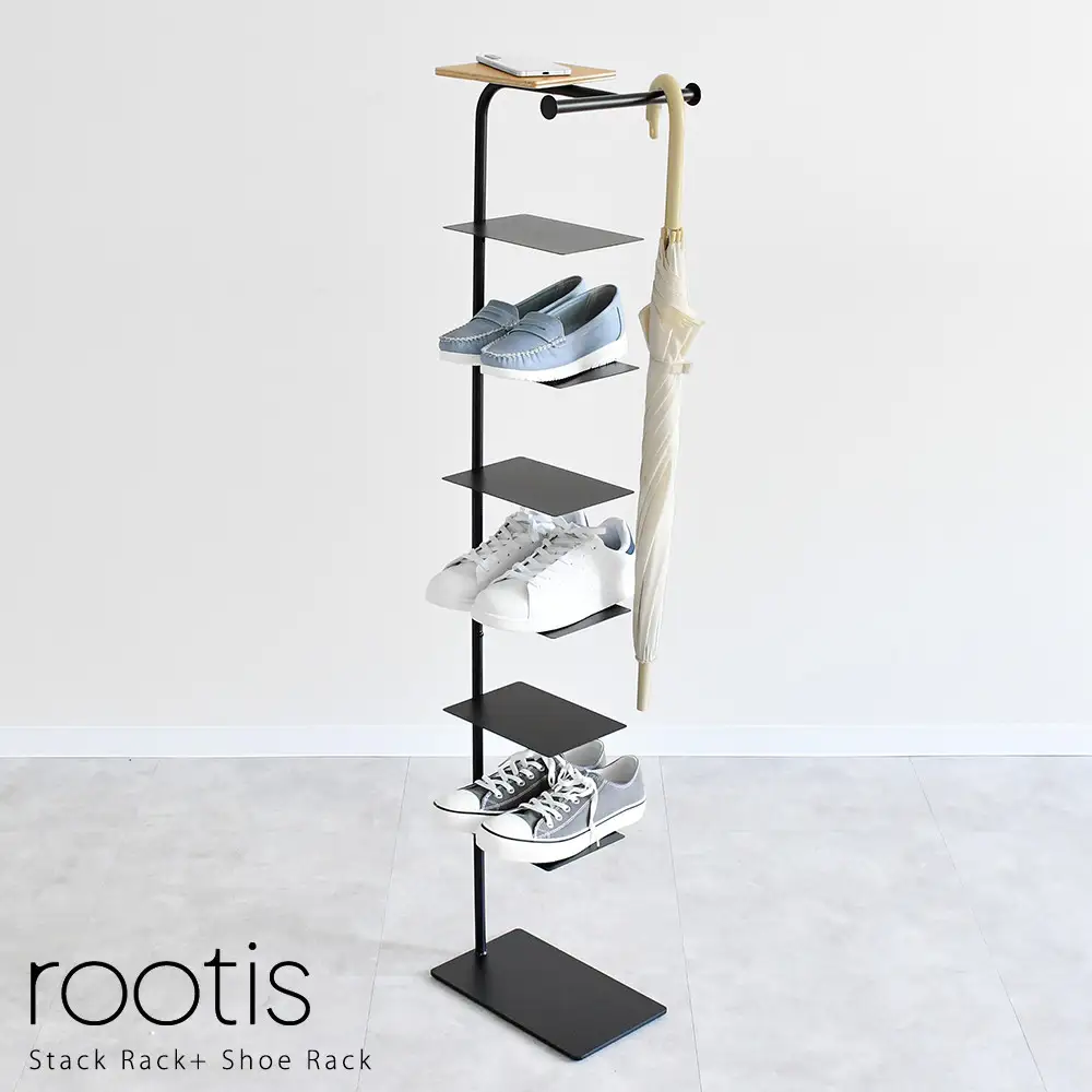 UD35BK rootis Stack Rack+ シューズラック 棚6枚 ブラック