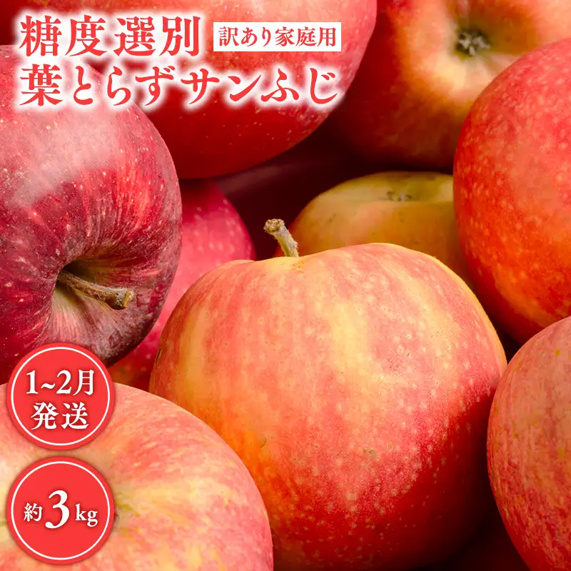 りんご 訳あり 葉とらずサンふじ 約3kg【hi-0001-040】