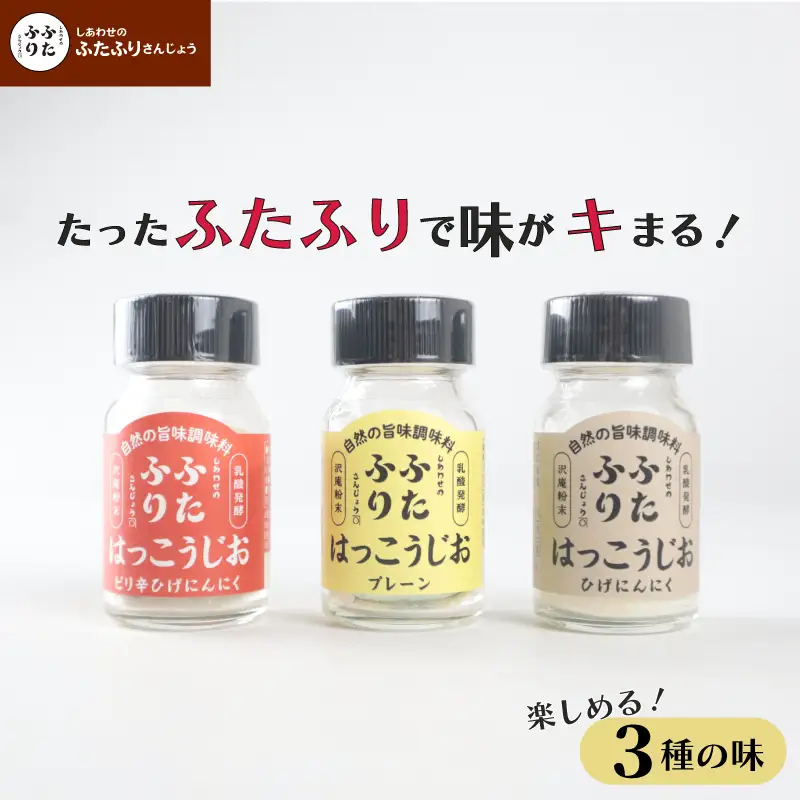 調味料 セット シーズニング しあわせのふたふりさんじょう 発酵塩 塩 プレーン にんにく ピリ辛 3本 保存食 長期保存可能 漬物 大根 乾物 野菜 セキカワカナモノ 関川産業 新潟県 新潟県産 新発田市 sekikawa007