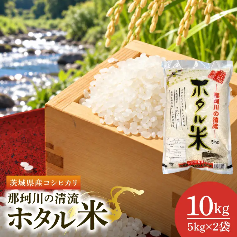【3ヶ月定期便】【11月より順次発送】【令和8年産 新米】茨城県産コシヒカリ 那珂川の清流 ホタル米 5kg×2袋（茨城県共通返礼品/城里町）（IH-2019）