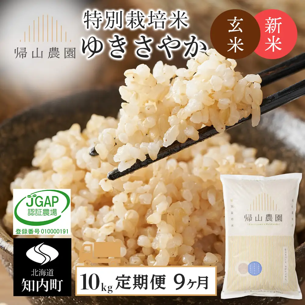 【令和8年産新米予約】 【9カ月定期便】特別栽培米産地直送「玄米ゆきさやか 10kg」《帰山農園》