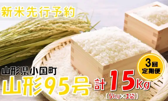 【3回定期便】【令和８年産米 先行予約】山形95号5kg　計15kg　おぐにのこめ