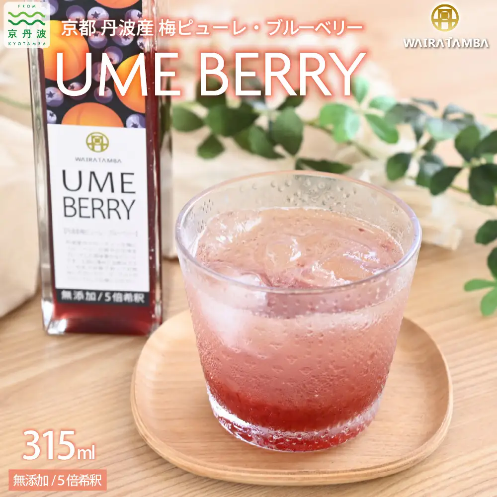 京都丹波産 梅ピューレ・ブルーベリー 「UMEBERRY」  完熟梅  無添加 5倍希釈 315ml × 1本