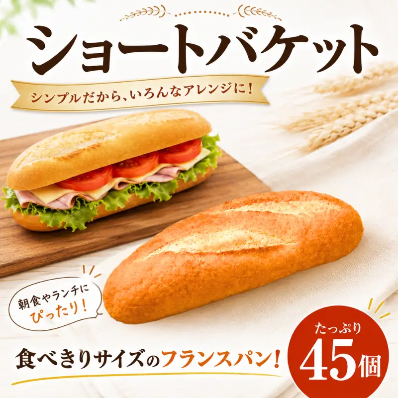 パン ショートバゲット 45個 (5個入×9袋) 冷凍パン｜パン