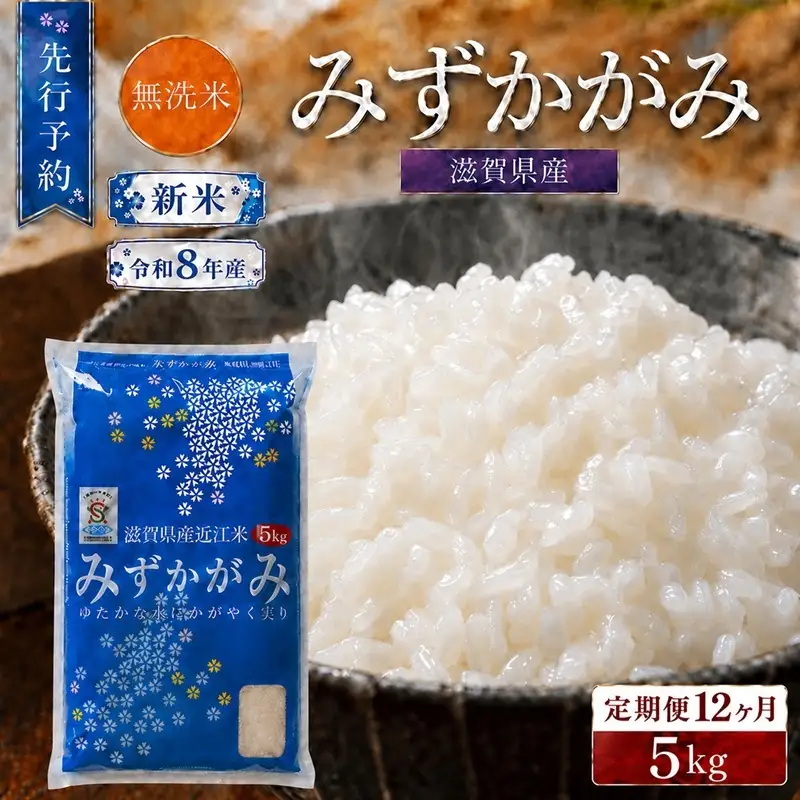 【令和8年産】 先行予約 新米 BG無洗米 みずかがみ 5kg 12回定期便 令和8年産 定期便 米 無洗 無洗米 こめ コメ お米 ご飯 米 ミズカガミ 米定期便 12か月定期便 12ヶ月定期便 12回 12ヶ月 12か月 滋賀県 豊郷 豊郷町
