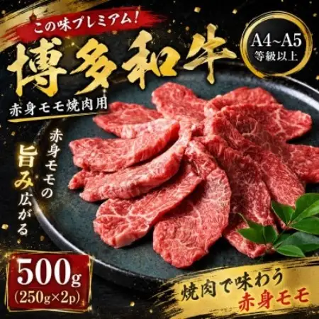 この味プレミアム!【A4～A5】博多和牛赤身モモ焼肉用　500g(250g×2p)(大野城市)【配送不可地域：離島】【1770967】
