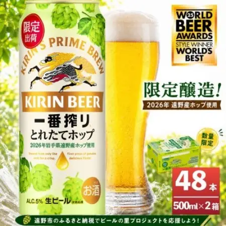 キリン 一番搾り とれたてホップ 生ビール 500ml×24本 2ケース【複数個口で配送】【4091268】