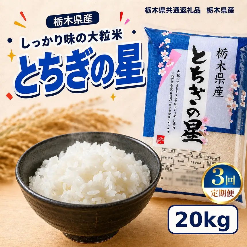 栃木県産 お米 白米 とちぎの星 20kg | 栃木県 矢板市　栃木県共通返礼品 栃木県産