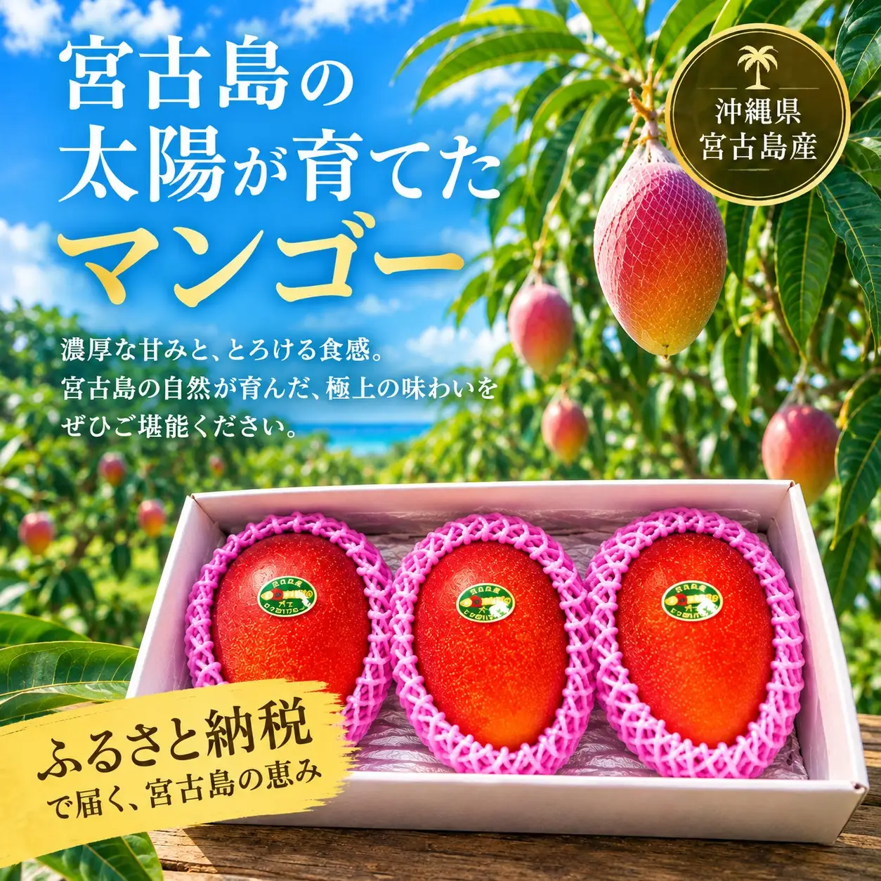 ＜2027年夏発送＞【贈答用】激うま！宮古島産アップルマンゴー1kg(2～3玉)ふれあいフルーツ宮古島（FA02）