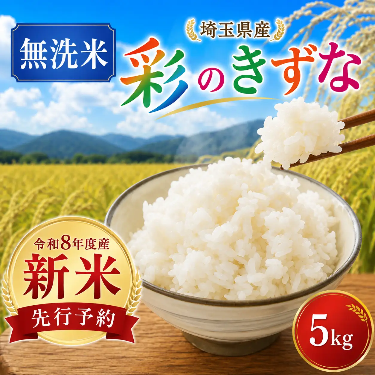 新米 米 5kg 無洗米 彩のきずな 白米 令和8年度産 無洗米