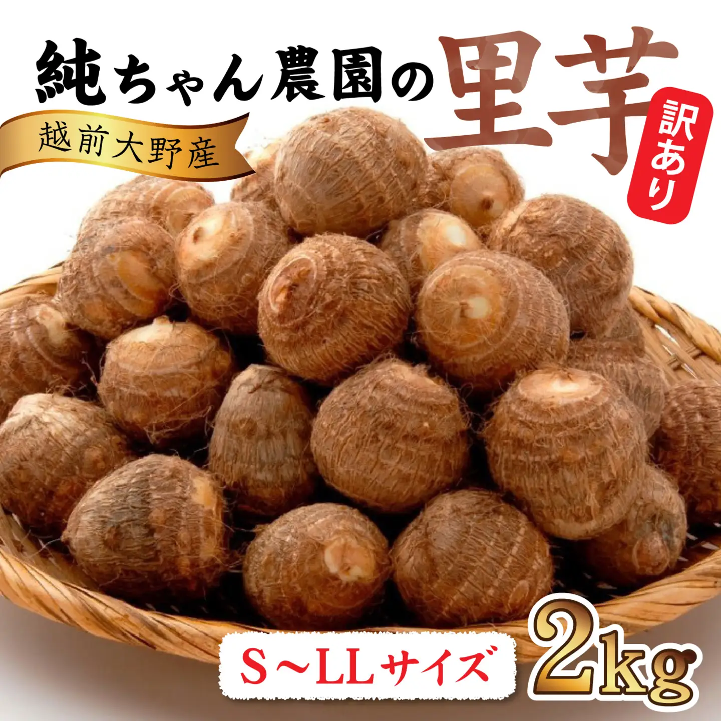 【先行予約】【訳あり】越前大野産 「純ちゃん農園の里芋2kg」サイズS～LL寸【2026年10月中旬から順次発送】 [A-074014]