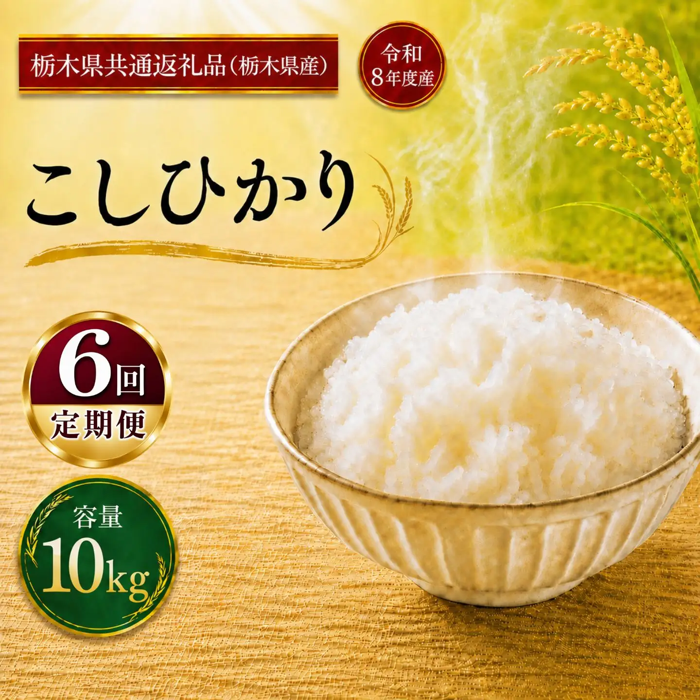 令和8年度 【定期便6回】 こしひかり 10kg お米 栃木県共通返礼品