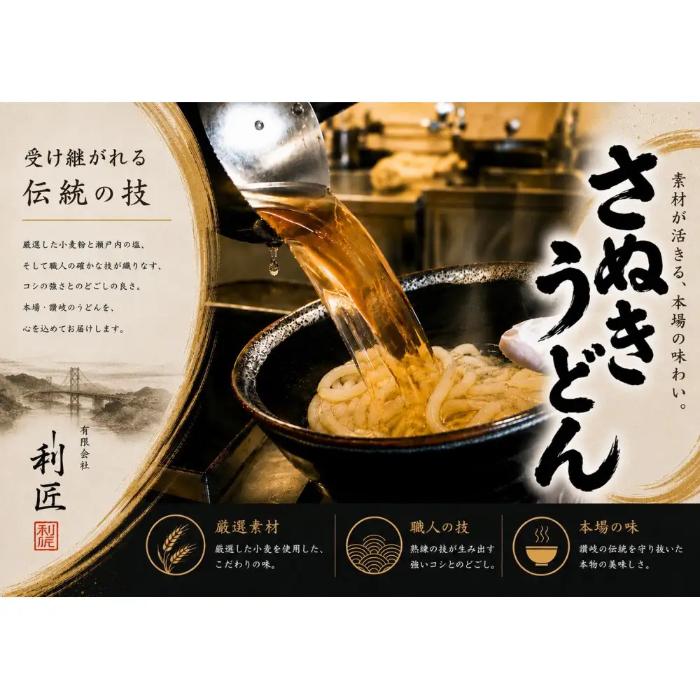 本場さぬきうどん　包丁切り　生うどん２人前１０袋　だし２０袋付き　香川県　坂出市　室町うどん 有限会社利匠