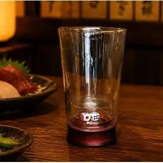 有田焼 ダブルウォールハイボールグラス サイコロ入り 赤 【東洋セラミックス】 酒器 グラス コップ ハイボール ビール 酒 au047
