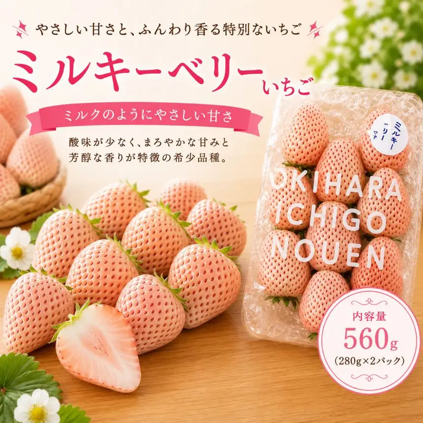 【先行予約】いちご ミルキーベリー 560g (280g×2P)｜栃木県 那珂川町 送料無料