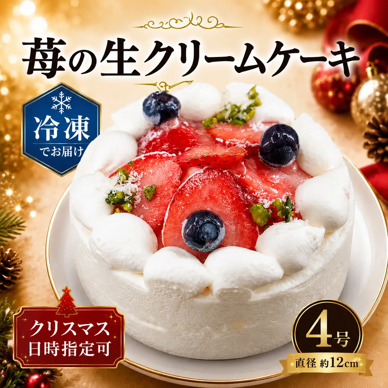 苺の生クリーム ケーキ 4号 冷凍 ケーキ 
