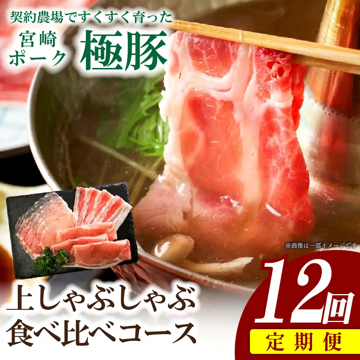 豚肉 【定期便】ひなた宮崎極豚上しゃぶしゃぶ食べ比べ 12回コース 豚肉 豚 