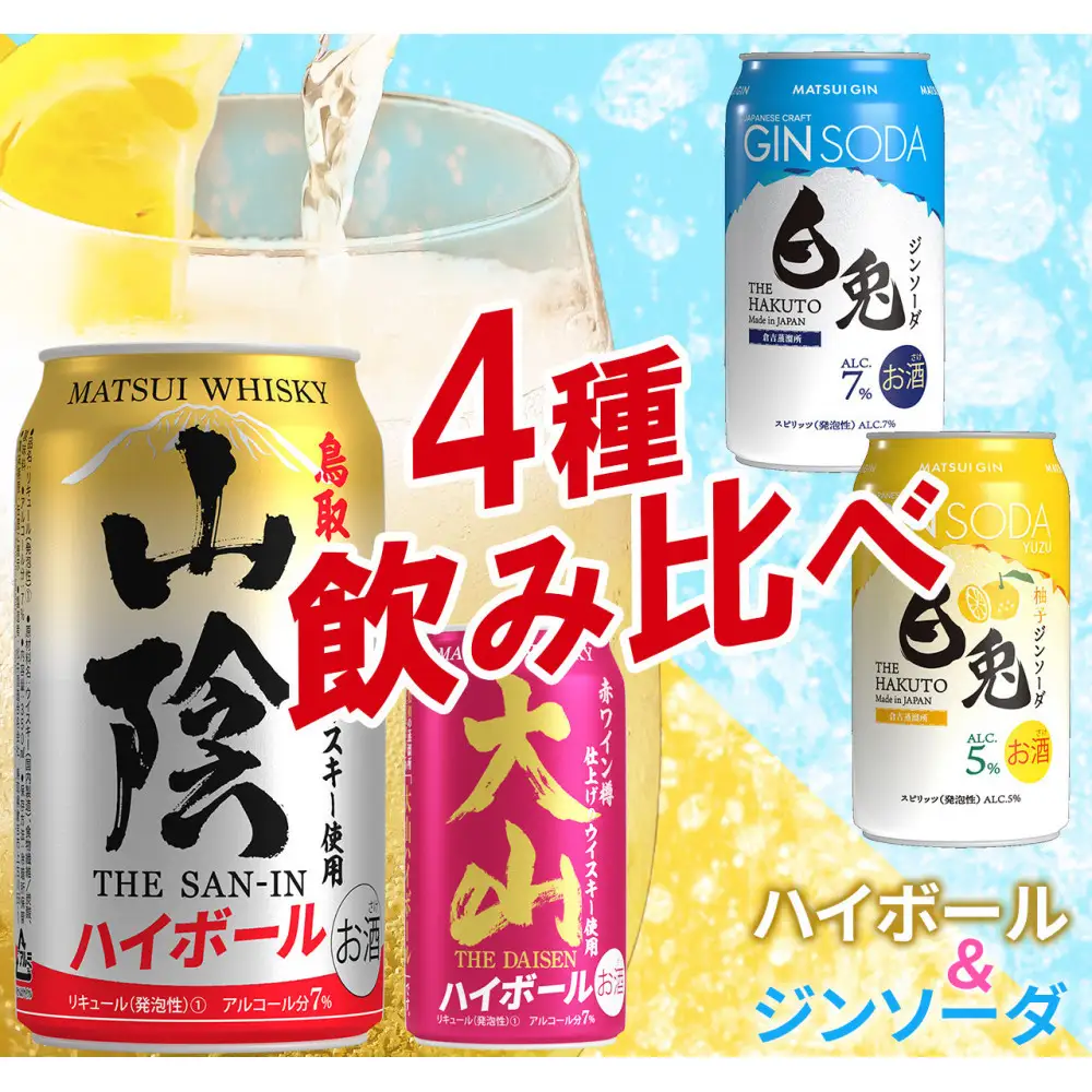 マツイ ハイボール2種+白兎ソーダ2種 飲み比べセット350ml ×12本セット