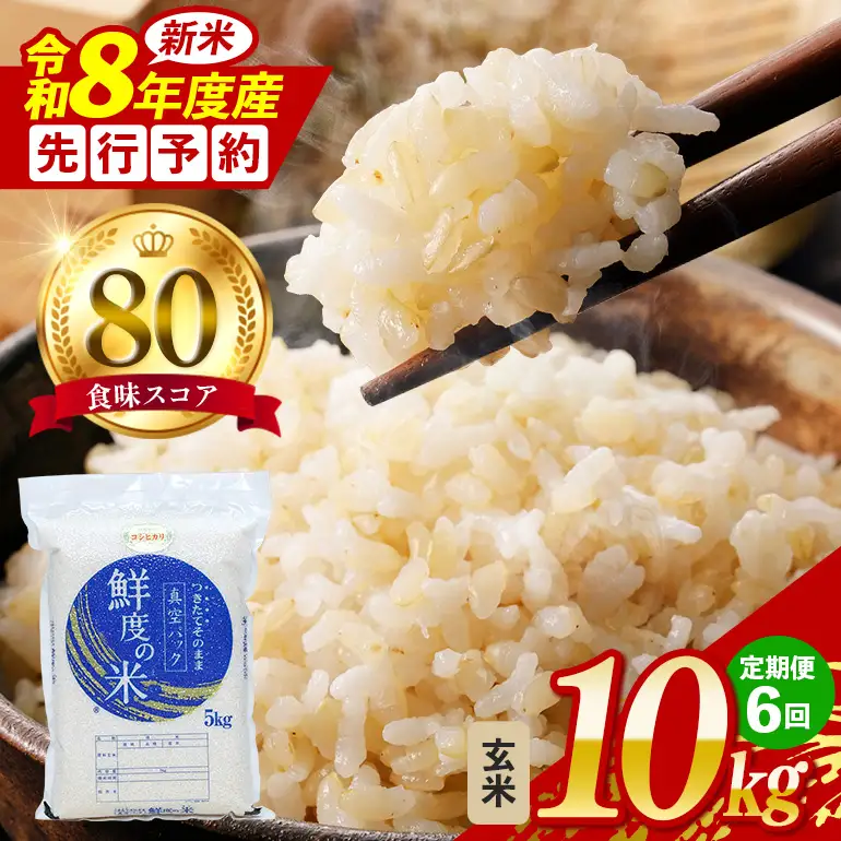 【定期便6回】こしひかり 玄米 10kg (計60kg) 真空パック A17-037