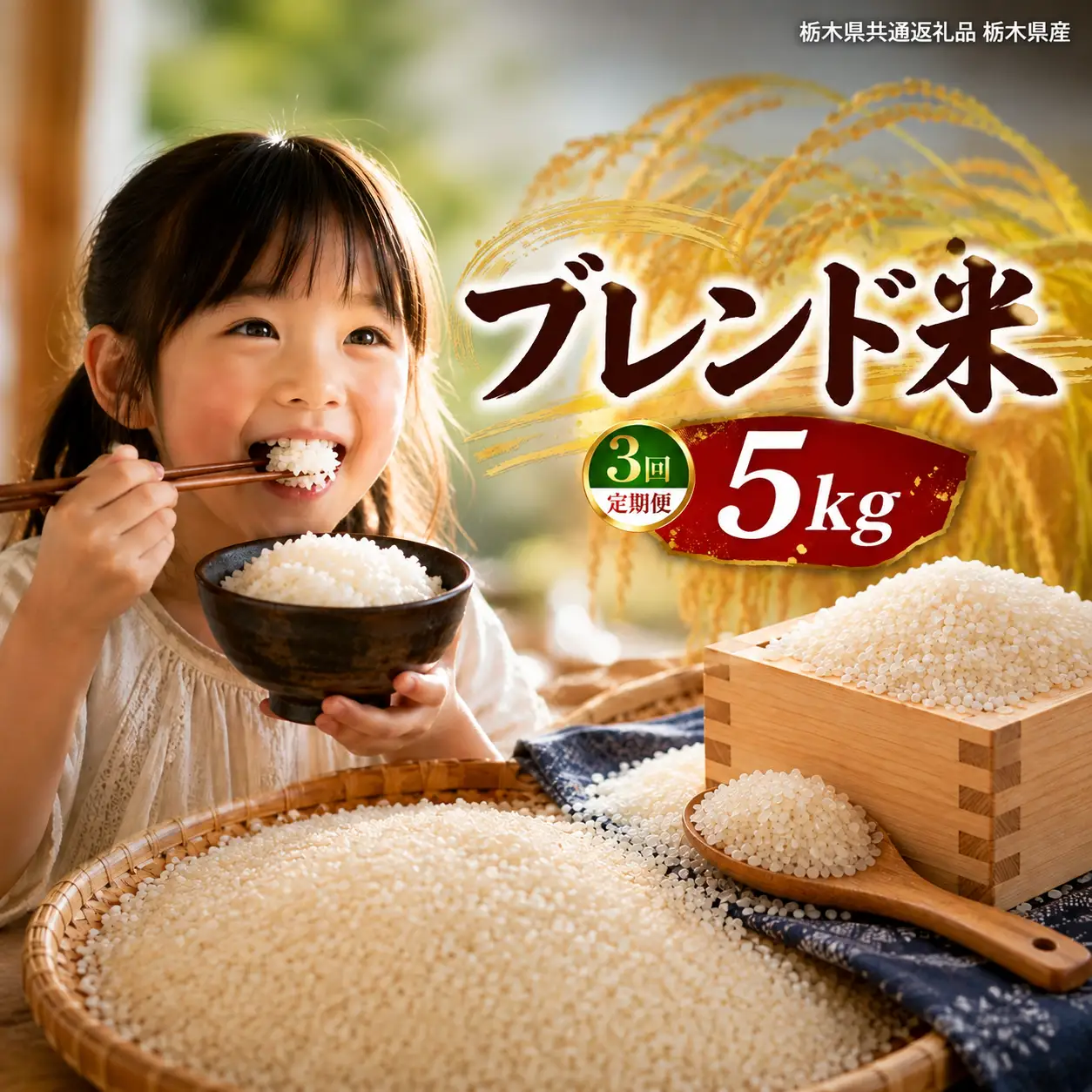【定期３回】栃木県産 ブレンド米 5kg【栃木県共通返礼品】