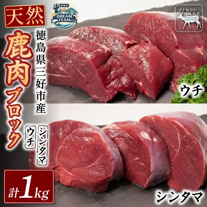 鹿モモブロック（ウチ・シンタマ）各500g 計1kg 三好市 ドリームチーム