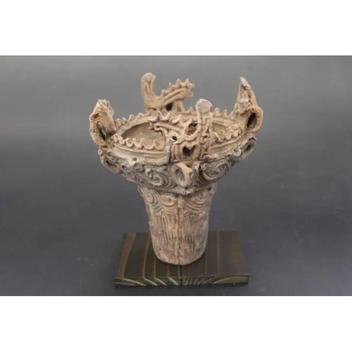 笹山遺跡・火焔型土器レプリカ 19cm （台座1cm・O型小鉄製ろうそく立て・豆和ろうそく24本・マッチ付）（新潟県十日町市出土） 手作り 陶芸品 新潟市
