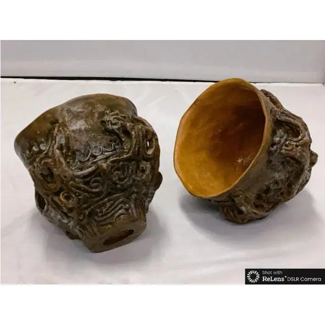 縄文・火焔型ぐい呑み 　2個セット　直径約5cm　48ｇ 陶芸品 食器 カップ セット 新潟市