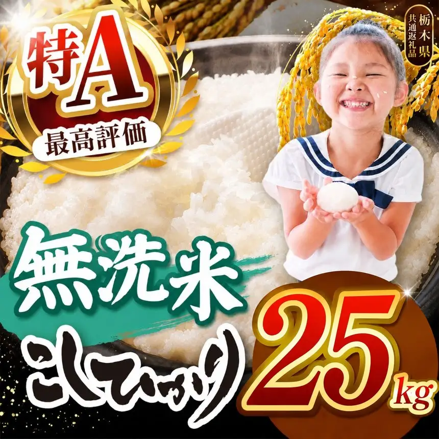 2026年産】栃木県産コシヒカリ無洗米 25kg【栃木県共通返礼品 栃木県産