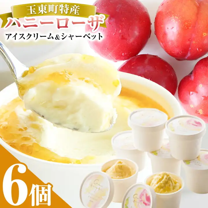 抜群の糖度と爽やかな酸味♪ハニーローザアイスクリーム＆ハニーローザシャーベット 120ml 6個 熊本県玉名郡玉東町 すもも ハニーローザ アイス ぷらっとぎょくとう