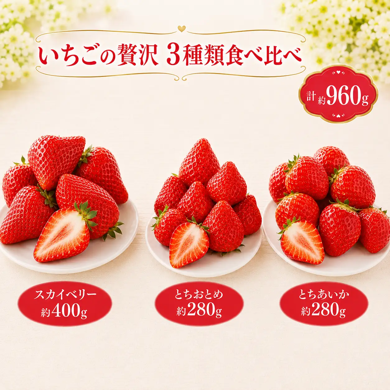 【先行予約】いちごの贅沢 3種類 食べ比べ｜栃木県 那珂川町 送料無料