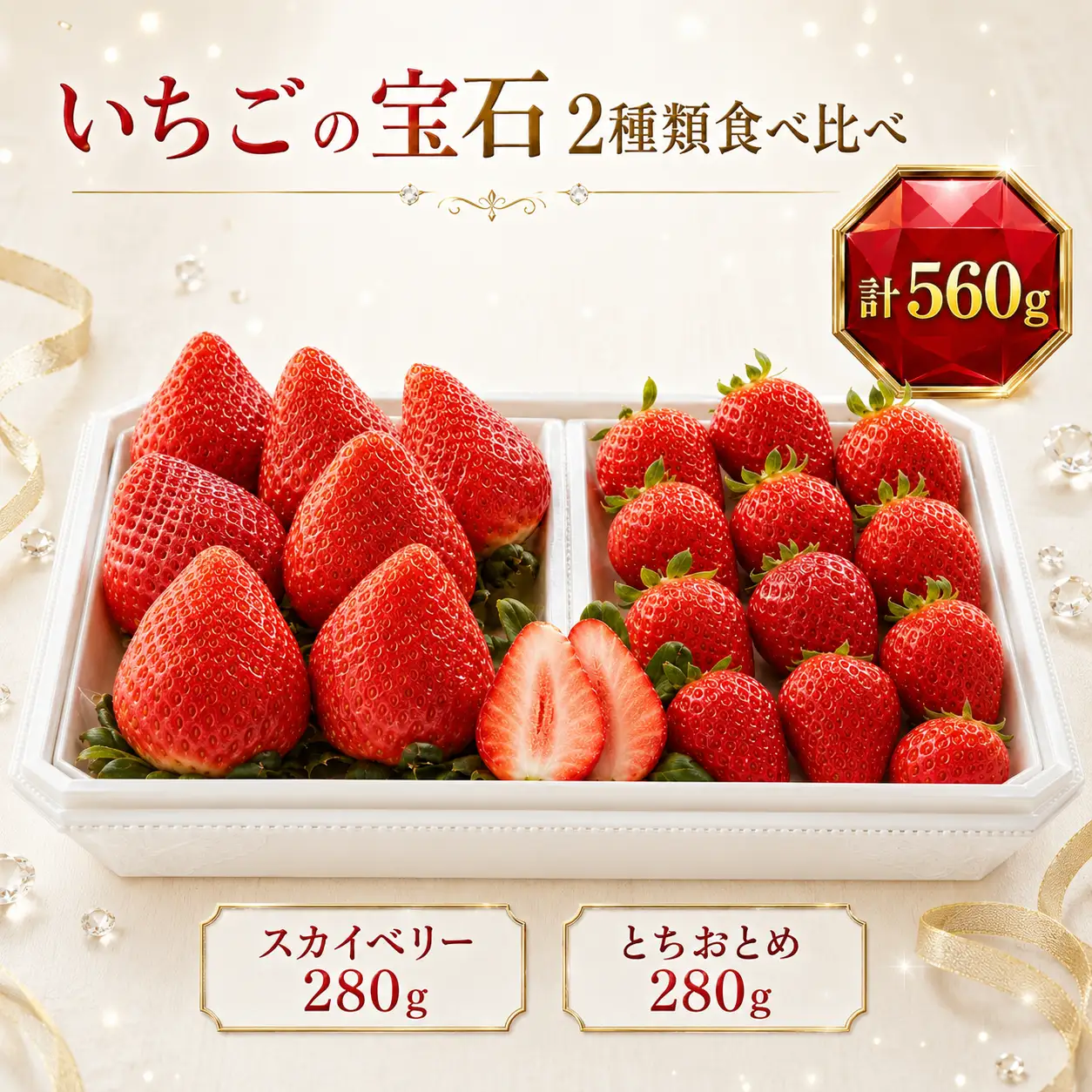 【先行予約】いちごの宝石 2種類食べ比べ｜栃木県 那珂川町 送料無料