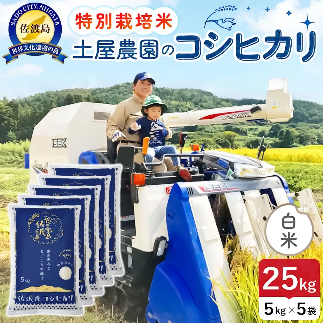 佐渡島産コシヒカリ 白米 25kg 令和8年産 特別栽培米 土屋農園 195962-031702