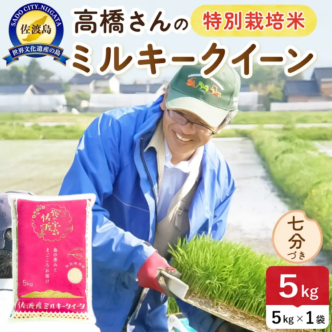 令和8年産 佐渡島産ミルキークイーン 七分づき5kg 特別栽培米 195962-073302