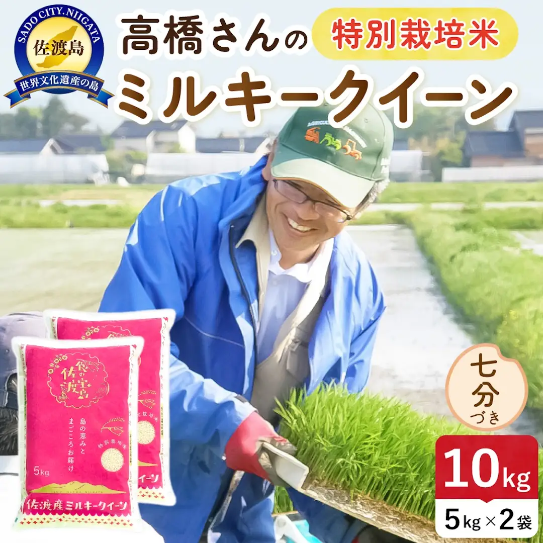令和8年産 佐渡島産ミルキークイーン 七分づき10kg 特別栽培米 195962-073402