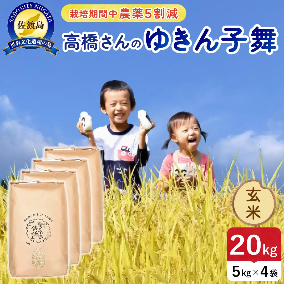 令和8年産 佐渡島産ゆきん子舞 玄米20kg 農薬5割減 195962-084602
