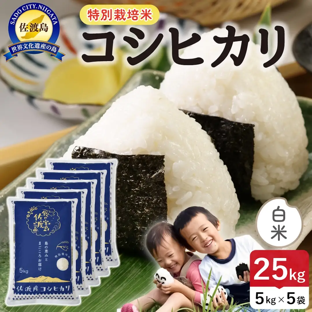 令和8年産 佐渡島産コシヒカリ 白米25kg 特別栽培米 195962-121702